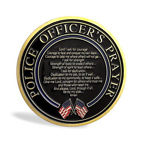 ASmileIndeep Police Officer Prayer Coin St. Michael Patron Saint Law Enforcement Military Challenge Coin