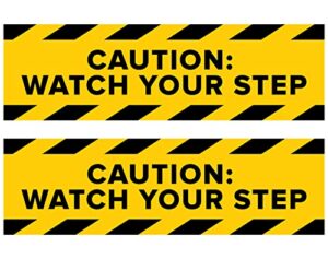 caution watch your step sticker signs (pack of 2) | workplace safety caution wet floor