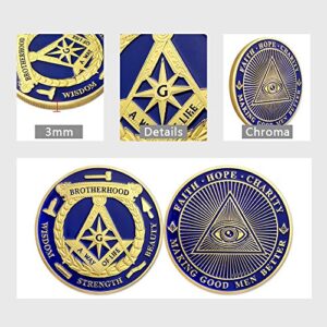 Masonic Challenge Coin Blue Lodge Freemasonry Coin