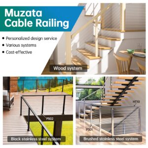 Muzata 10Pairs Cable Railing Kit 1/8" Swage Toggle Turnbuckle Hardware T316 Stainless Steel for Wood Post WoodEasy System Angle 180° Adjustable Stairs Deck 10 Cable Lines CK07 NN1,CA4 CA5…