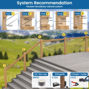 Muzata 10Pairs Cable Railing Kit 1/8" Swage Toggle Turnbuckle Hardware T316 Stainless Steel for Wood Post WoodEasy System Angle 180° Adjustable Stairs Deck 10 Cable Lines CK07 NN1,CA4 CA5…