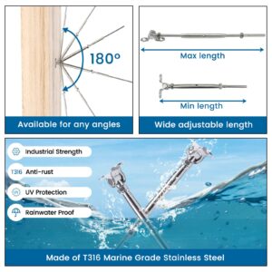 Muzata 10Pairs Cable Railing Kit 1/8" Swage Toggle Turnbuckle Hardware T316 Stainless Steel for Wood Post WoodEasy System Angle 180° Adjustable Stairs Deck 10 Cable Lines CK07 NN1,CA4 CA5…