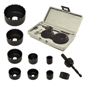 10-piece hole saw kit for wood | durable carbon steel power drill hole cutter with high precision cutting teeth – woodworking hcs hole saw kit for wood, pvc, plastic, drywall