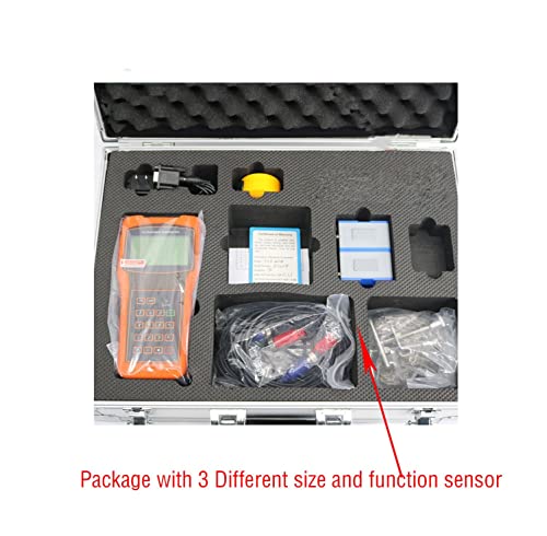 CNYST Ultrasonic Flow Meter Liquid Flowmeter TUF-2000H with 3 Size Transducer for Pipe Diameter DN25 to 6000mm LCD Display Max Liquid Temperature 90 Degrees Celsius