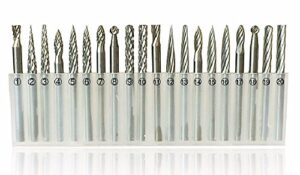 20 pieces 1/8" shank tungsten steel hss routing router drill bits set rotary burr for dremel tools engraving wood working tools