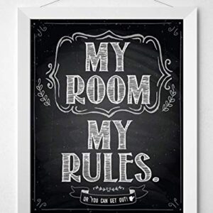 My Room My Rules - 11x14 Unframed Cool Art Print Posters for Teens - Cute Decor for Teen Room Aesthetic, Stuff for College Dorm Room Essentials - Cheap Gift Under $15