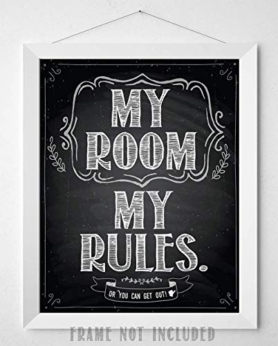 My Room My Rules - 11x14 Unframed Cool Art Print Posters for Teens - Cute Decor for Teen Room Aesthetic, Stuff for College Dorm Room Essentials - Cheap Gift Under $15