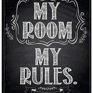 My Room My Rules - 11x14 Unframed Cool Art Print Posters for Teens - Cute Decor for Teen Room Aesthetic, Stuff for College Dorm Room Essentials - Cheap Gift Under $15