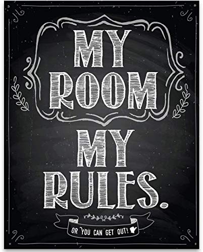 My Room My Rules - 11x14 Unframed Cool Art Print Posters for Teens - Cute Decor for Teen Room Aesthetic, Stuff for College Dorm Room Essentials - Cheap Gift Under $15