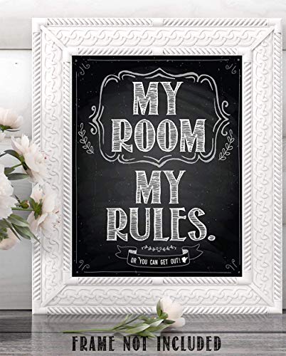 My Room My Rules - 11x14 Unframed Cool Art Print Posters for Teens - Cute Decor for Teen Room Aesthetic, Stuff for College Dorm Room Essentials - Cheap Gift Under $15