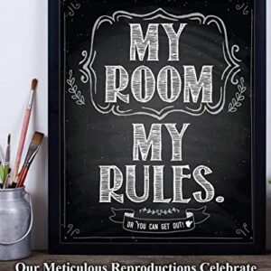 My Room My Rules - 11x14 Unframed Cool Art Print Posters for Teens - Cute Decor for Teen Room Aesthetic, Stuff for College Dorm Room Essentials - Cheap Gift Under $15