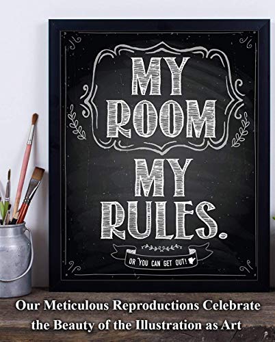 My Room My Rules - 11x14 Unframed Cool Art Print Posters for Teens - Cute Decor for Teen Room Aesthetic, Stuff for College Dorm Room Essentials - Cheap Gift Under $15