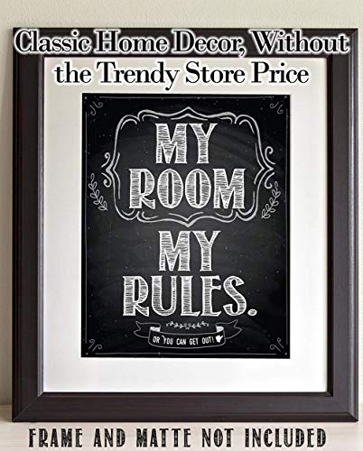 My Room My Rules - 11x14 Unframed Cool Art Print Posters for Teens - Cute Decor for Teen Room Aesthetic, Stuff for College Dorm Room Essentials - Cheap Gift Under $15