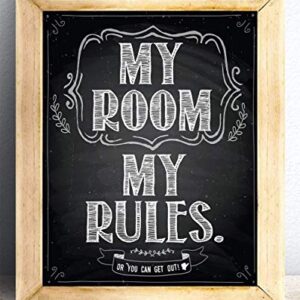 My Room My Rules - 11x14 Unframed Cool Art Print Posters for Teens - Cute Decor for Teen Room Aesthetic, Stuff for College Dorm Room Essentials - Cheap Gift Under $15