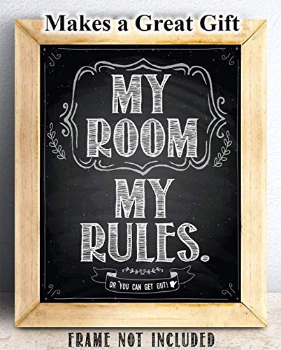 My Room My Rules - 11x14 Unframed Cool Art Print Posters for Teens - Cute Decor for Teen Room Aesthetic, Stuff for College Dorm Room Essentials - Cheap Gift Under $15