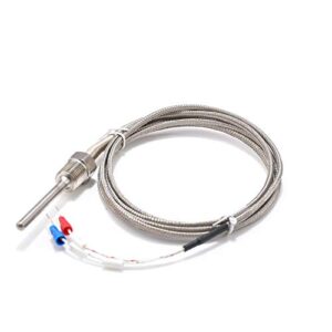 waterproof k type grounded thermocouple - jaybva temperature sensor probe for pid temperature controller two wire stainless steel npt 1/4 inch pipe thread 0~500℃ with 2m insulation lead shield wire