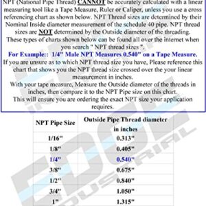 EDGE INDUSTRIAL BRASS 1/4" WYE PIPE, 1/4" MNPT x 1/4" FNPT, FUEL/AIR/WATER/OIL/GAS WOG (QTY 01)