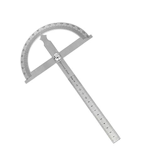 XMHF 0-180 Degree Stainless Steel Protractor Angle Finder with 0-150mm Arm Measuring Ruler Tool