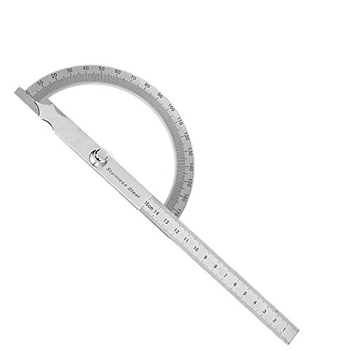 XMHF 0-180 Degree Stainless Steel Protractor Angle Finder with 0-150mm Arm Measuring Ruler Tool