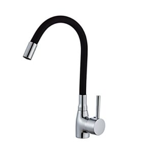chrome finished kitchen faucet with pull down sprayer black silicone hose, for bar