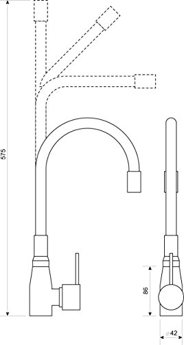 Chrome Finished Kitchen Faucet with Pull Down Sprayer Black Silicone Hose, for Bar