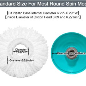 Tsmine Spin Mop Replacement Head - Microfiber Mop Heads Refills for Universal Spin Mop Floor Cleaning , Standard Replacement for Tsmine, for Hurricane, for Mopnado Round Shape Spin Mop Handle