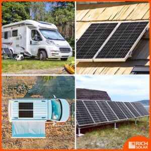 RICH SOLAR 200 Watt 12 Volt Solar Panel 2 Pack of 100W High Efficiency Solar Module Charge Battery for RV Trailer Camper Marine Off Grid