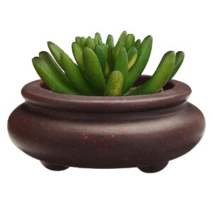 HAPYLY Round Zisha Mame Bonsai Pot Flower Pot Garden Succulent Planters Plant Pot with Drain Hole for Garden,Office, Home Furnishings, Outdoor Indoor Decor