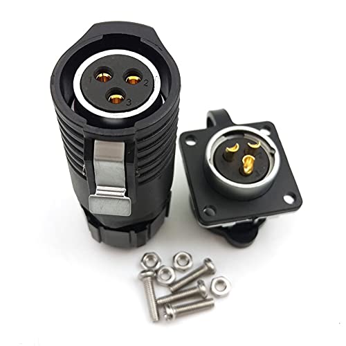 SZJELEN XHP20 30A 500V 3Pin Panel Mount Waterproof Power Connector IP67,Electrical Wire Connector Plug Socket,Fit RV Solar Port,Solar Charge Plug (3Pin, Plug Female &Socket Male)