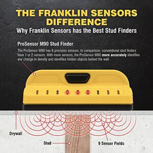 Franklin Sensors ProSensor M90 Professional Stud Finder with 9-Sensors for the Highest Accuracy Detects Wood & Metal Studs with Incredible Speed, Yellow