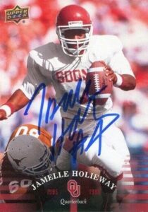 jamelle holieway 1985 oklahoma sooners national cham signed autograph photo card - autographed college cards