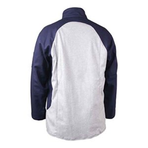 black stallion jf1625-ng stretch-back fr cotton welding jacket, navy/gray, x-large