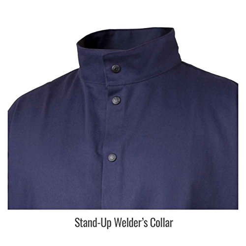 Black Stallion JF1625-NG Stretch-Back FR Cotton Welding Jacket, Navy/Gray, X-Large