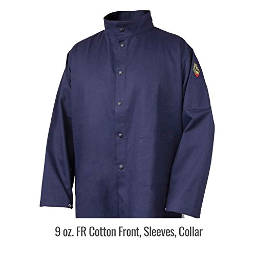 Black Stallion JF1625-NG Stretch-Back FR Cotton Welding Jacket, Navy/Gray, X-Large