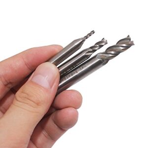 10 pcs 4-Flute End Mill Bits, AFUNTA 0.08" - 0.47" HSS CNC Straight Shank Drill Bits Cutter Tool Set for Wood Aluminum Steel Titanium