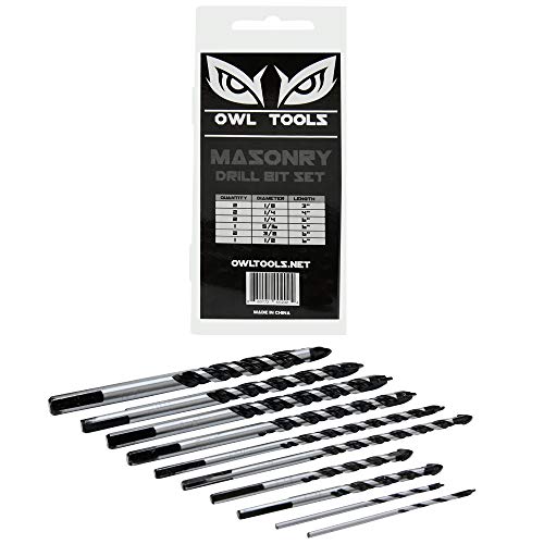 Masonry & Concrete Drill Bit Set (10 Pack in 1/8", 1/4", 5/16", 3/8", and 1/2") Carbide Tipped to Easily Cut Through Brick, Cement, Ceramic Pots, Stucco, Cinderblock, & More