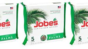 Jobe's Palm Tree Fertilizer Spikes 10-5-10 Time Release Fertilizer for All Outdoor Palm Trees, 5 Spikes per Package (3)