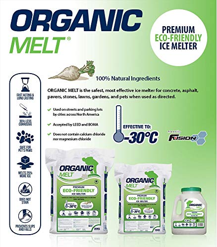 Eco Solutions Organic Melt Premium Granular Ice & Snow Melt - Pet Friendly, Plant and Concrete Safe Beet Deicer - 10kg Bag (22 lbs) (1)