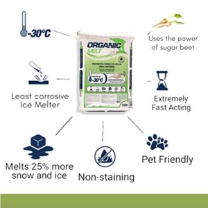 Eco Solutions Organic Melt Premium Granular Ice & Snow Melt - Pet Friendly, Plant and Concrete Safe Beet Deicer - 10kg Bag (22 lbs) (1)