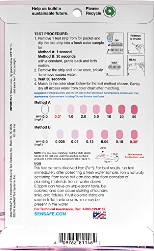 Industrial Test Systems 481146 Sensafe Iron (Ida's) Water Test Strips 30 Pack