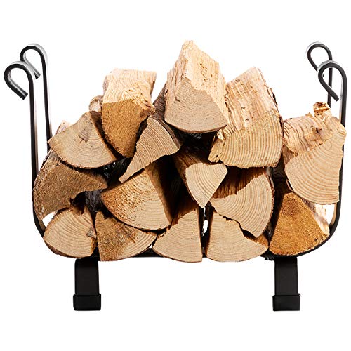 DOEWORKS 17 Inches Small Decorative Indoor/Outdoor Firewood Log Rack Bin with Scrolls, Black