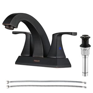 parlos 2 handles bathroom faucet with pop-up drain and faucet supply lines, oil rubbed bronze, doris 14133