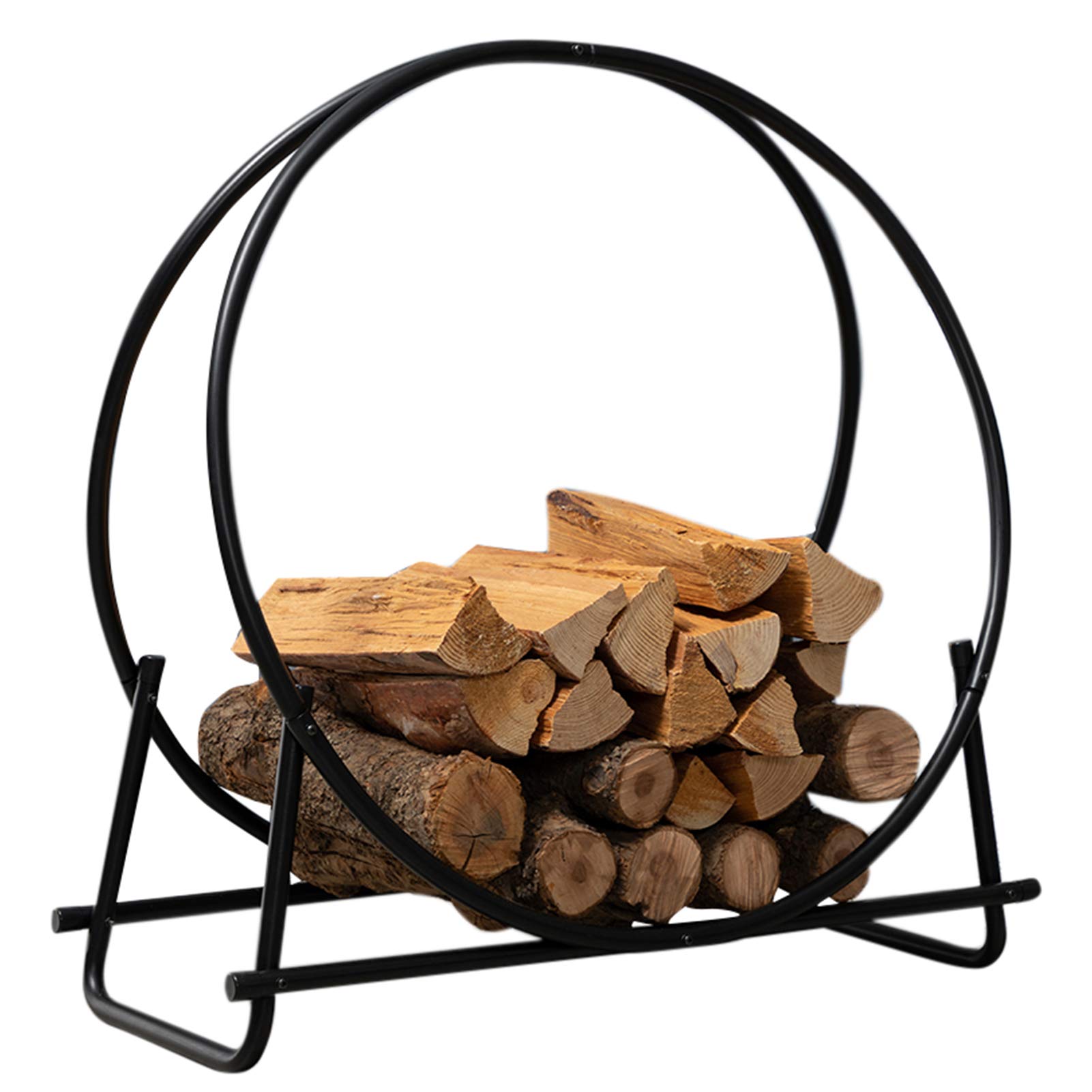 DOEWORKS 30 Inches Medium Round Steel Firewood Racks Heavy Duty Holder Log Rack Hoop