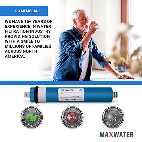 Max Water – 5 PACK 100 GPD Membrane Reverse Osmosis Membrane – RO Membrane 100 GPD Water Filter Replacement Fits Under Sink Reverse Osmosis Drinking Water Purifier System