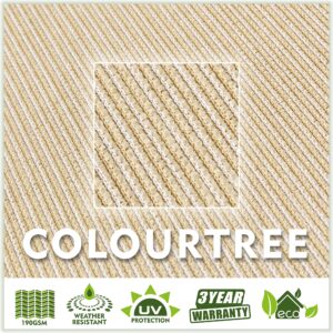 ColourTree 12' x 16' Beige Rectangle Sun Shade Sail Canopy Awning Shelter Fabric Cloth Screen - UV Block UV Resistant Heavy Duty Commercial Grade - Outdoor Patio Carport - (We Make Custom Size)