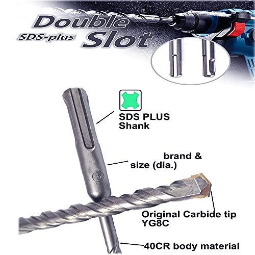 SDS Plus Hammer Drill Bit 3/16 in. x 8 in. Masonry Concrete Rock Drill-3Pcs