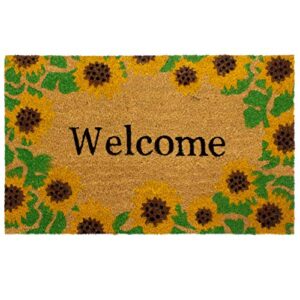 storm stopper – doormat | welcome sunflowers | all weather heavy duty mat | natural coir face | non-slip | outdoor home décor | absorbent, fade resistant & pet friendly | 18" x 28"