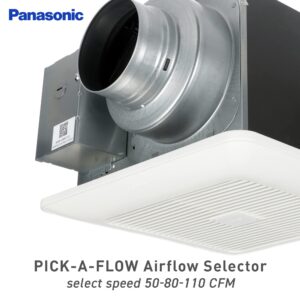 PanasonicFV-0511VK2 Pick-A-Flow - 50-80-110 CFM Bathroom Exhaust Fan - Quiet Energy Star-Certified Ceiling Fan - White