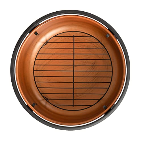 Fire Sense 62342 Lumina Round Wood Burning Fire Pit Copper Finish Steel Fire Bowl Mesh Spark Screen & Screen Lift Tool Included Lightweight Portable Patio & Outdoor Heater - Round - 24" Diameter