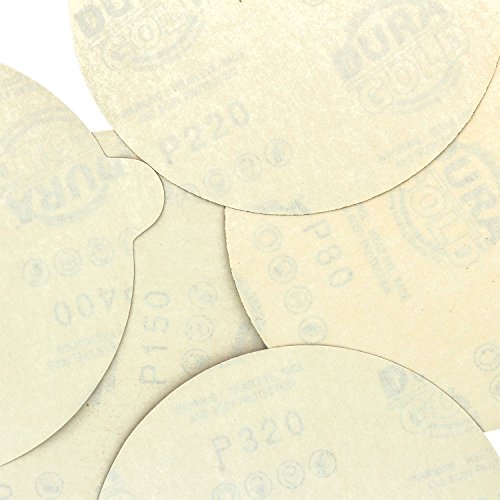 Dura-Gold Premium 80, 150, 220, 320, 400 Grit 6" Gold PSA Sanding Discs, 10 Each, 50 Total - Self Adhesive Stickyback Sandpaper Discs for DA Sander, Sand Automotive Car Paint, Woodworking Wood, Metal